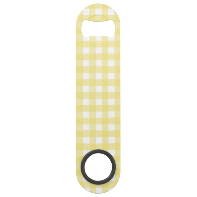 Pale yellow and white gingham bar key (Front)