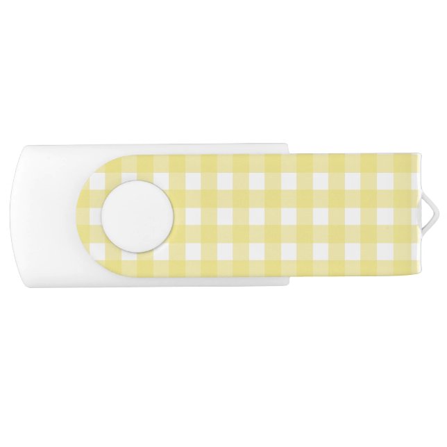 Pale yellow and white gingham flash drive (Front)