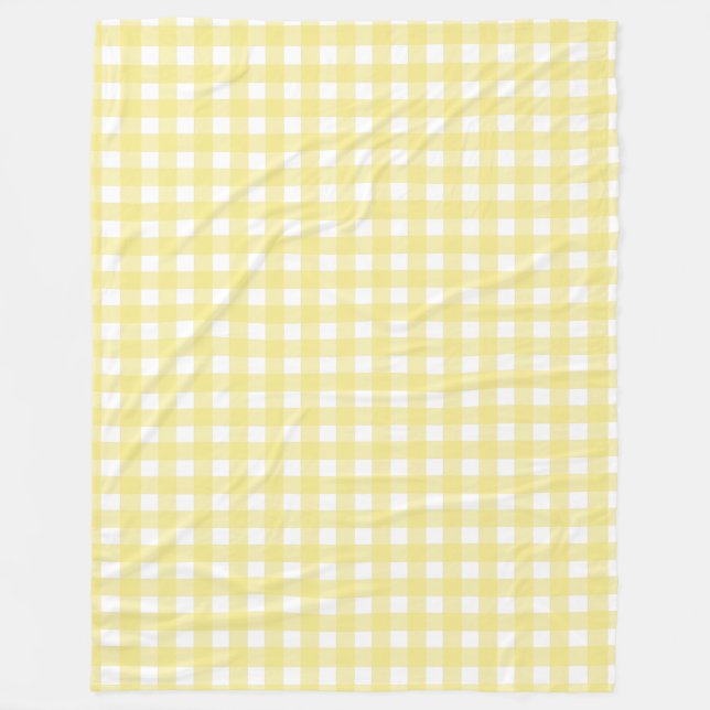 Pale yellow and white gingham fleece blanket (Front)