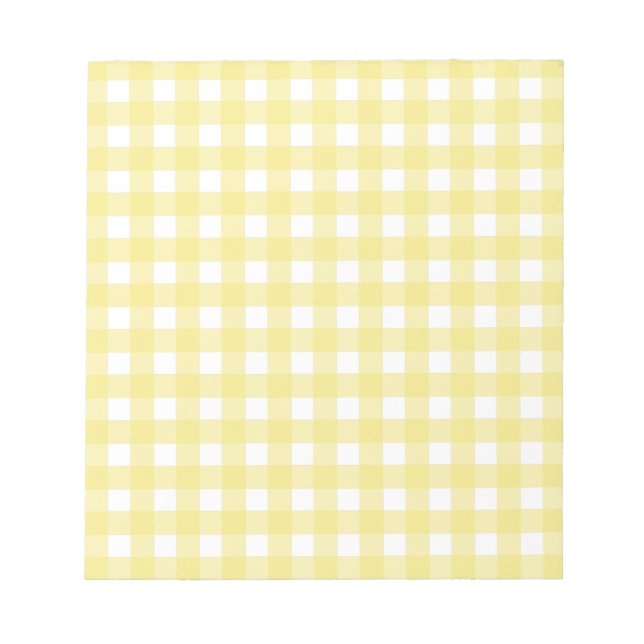 Pale yellow and white gingham notepad (Front)