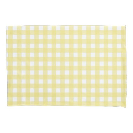 Pale Yellow And White Gingham Pillow Case
