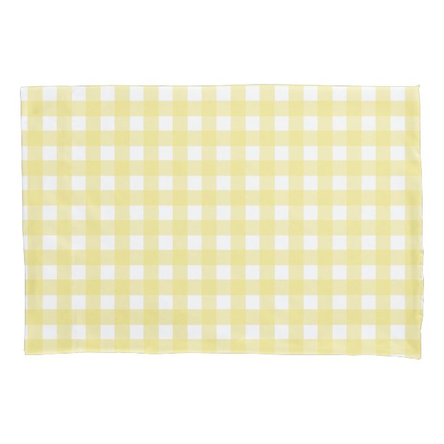 Pale yellow and white gingham pillow case (Front)