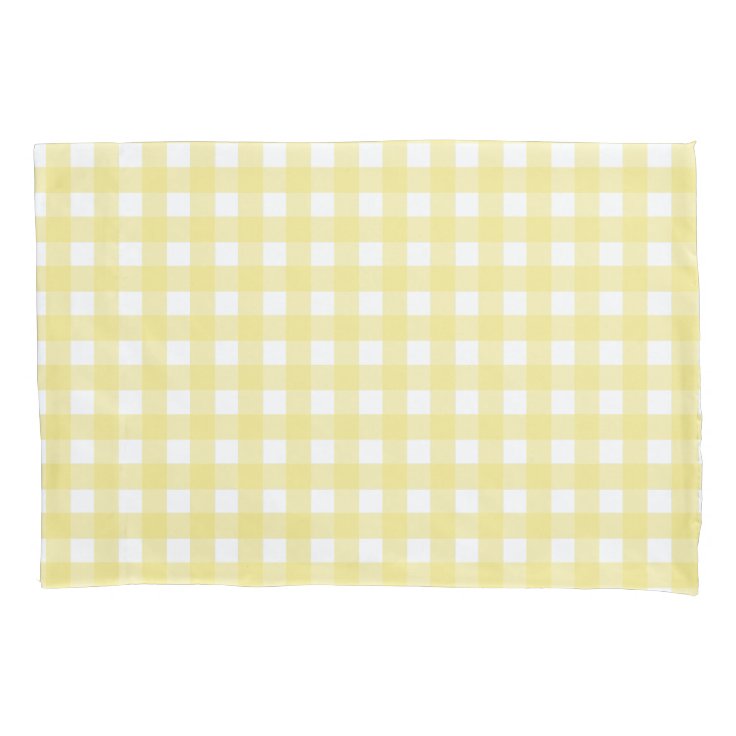 Pale yellow and white gingham pillow case Zazzle