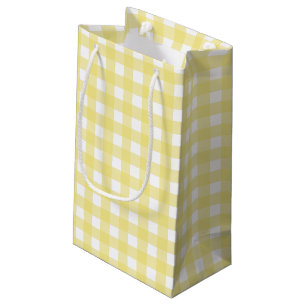 Pale yellow and white gingham small gift bag