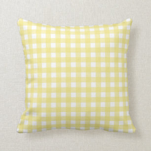Pale yellow and white gingham throw pillow