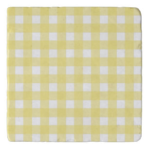 Pale yellow and white gingham trivet