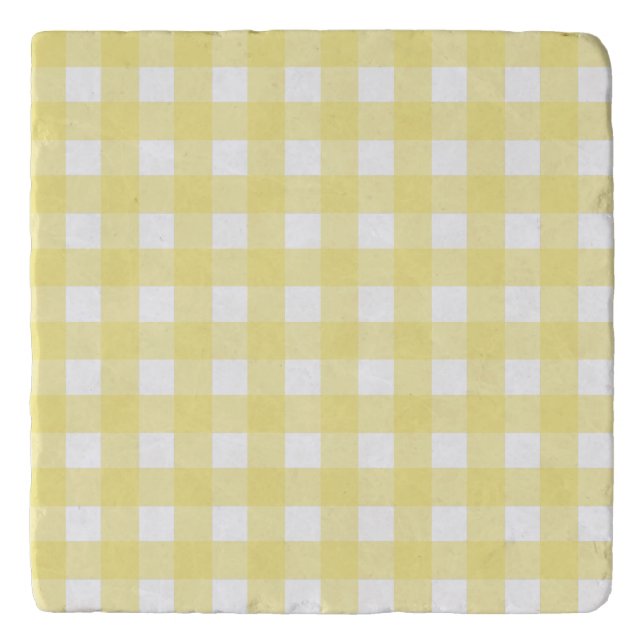 Pale yellow and white gingham trivet (Front)
