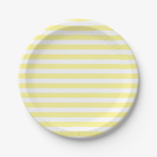 Pale Yellow and White Stripes Paper Plates