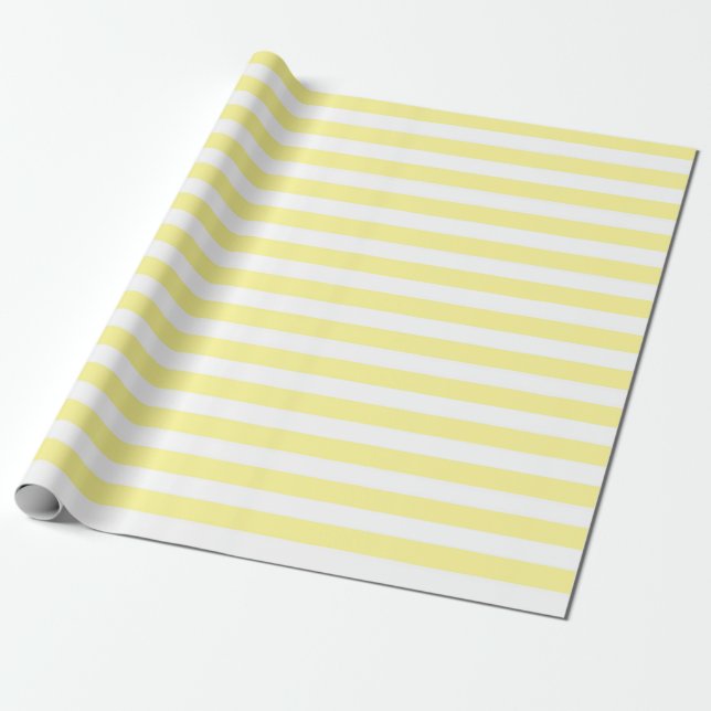 Pale Yellow and White Stripes Wrapping Paper (Unrolled)