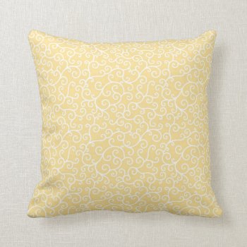 Pale Yellow And White Swirls Throw Pillow by KaleenaRae at Zazzle