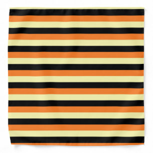 Pale Yellow, Black and Orange Stripes Bandana