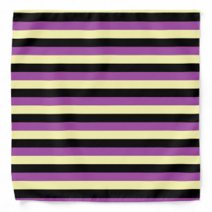 Pale Yellow, Black and Purple Stripes Bandana