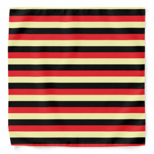 Pale Yellow, Black and Red Stripes Bandana