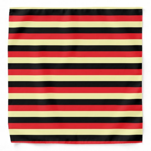 Pale Yellow Black and Red Stripes Bandana