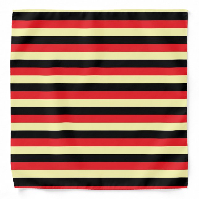 Pale Yellow, Black and Red Stripes Bandana (Front)
