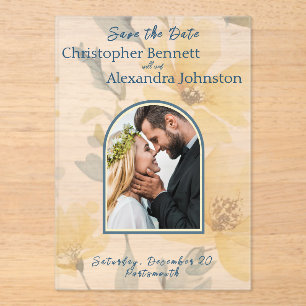 Pale Yellow Blue Watercolor Acrylic Save the Date