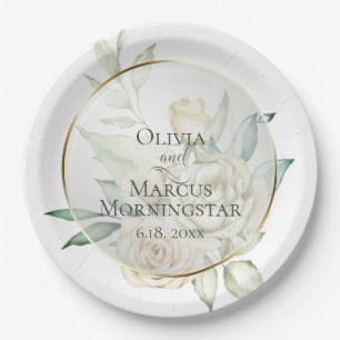 Pale Yellow Blush Roses  Summer Wedding Paper Plates