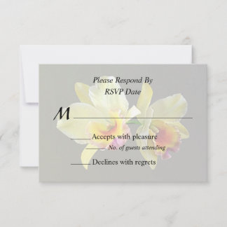 Pale Yellow Cattleya Orchids Wedding Supplies RSVP Card
