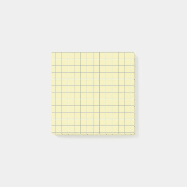 Pale Yellow Checkered Pattern Light Grid Design Post-it Notes (Front)