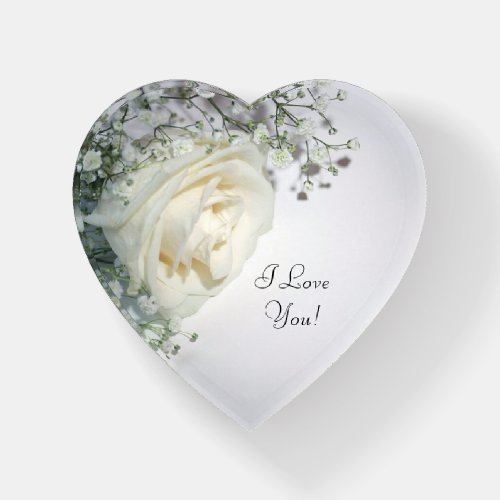 Pale Yellow Corner Rose Heart_Shaped Paperweight