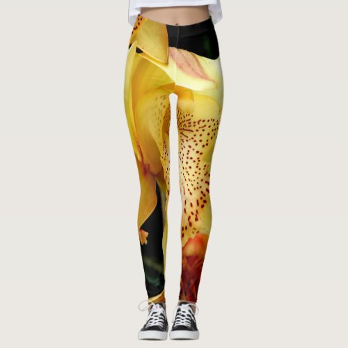 Pale Yellow Cymbidium Orchid Leggings