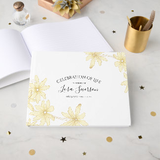 Pale Yellow Daisies Celebration of Life Memorial Guest Book