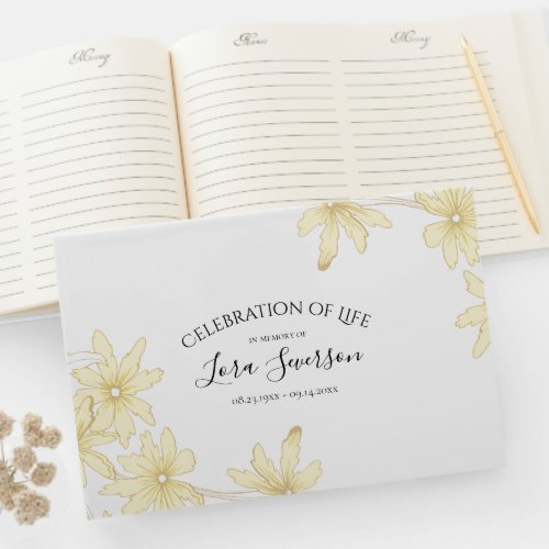 Pale Yellow Daisies Celebration of Life Memorial Guest Book