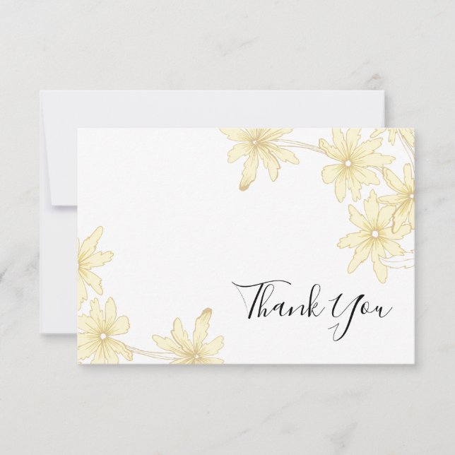 Pale Yellow Daisies Flat Thank You Notes Invitation (Front)