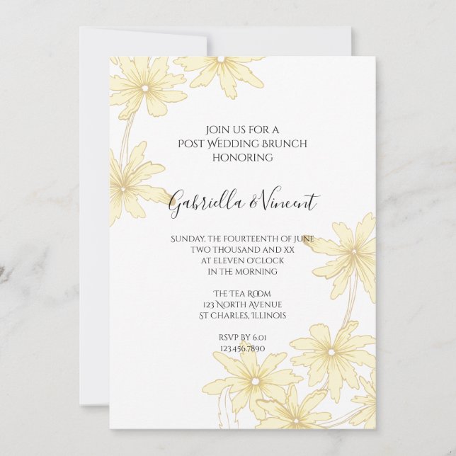 Pale Yellow Daisies Post Wedding Brunch Invitation (Front)