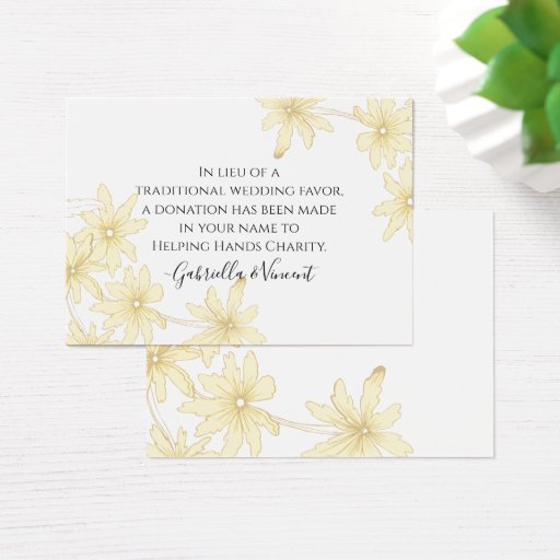 Customizable Yellow Daisies Wedding Charity Card Business Card