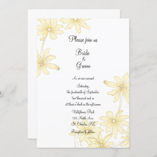 Pale Yellow Daisies Wedding Invitation