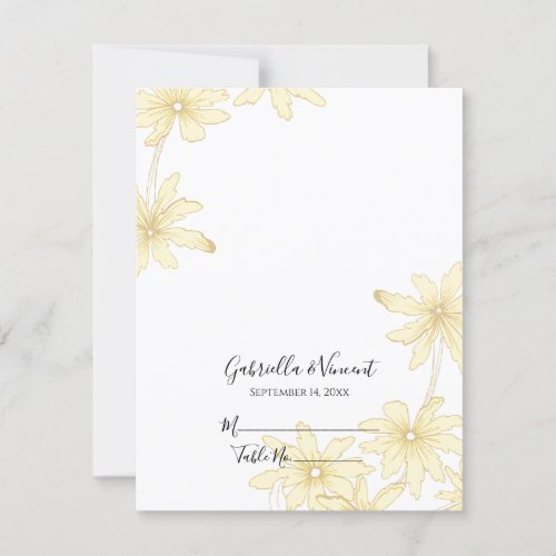 Pale Yellow Daisies Wedding Reception Place Card