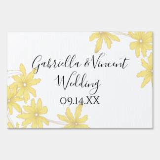 Pale Yellow Daisies Wedding Sign