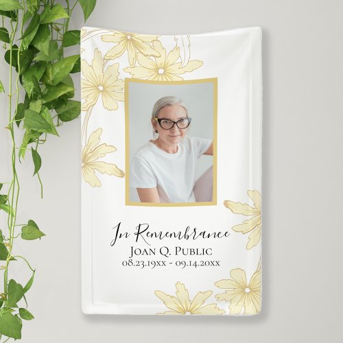 Pale Yellow Daisy Flowers Celebration of Life Banner