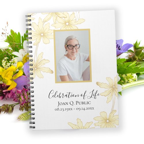 Pale Yellow Daisy Flowers Celebration of Life Notebook