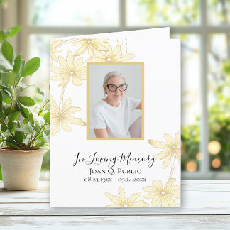 Pale Yellow Daisy Flowers Funeral Sympathy Letterpress Thank You Card