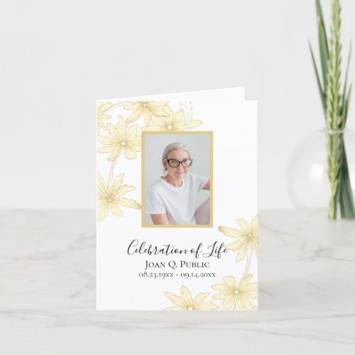 Pale Yellow Daisy Flowers Funeral Sympathy Thank You Card