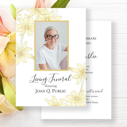 Pale Yellow Daisy Flowers Living Funeral Party Invitation