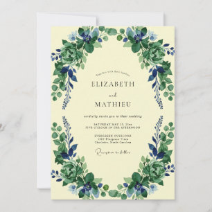 Pale Yellow Eucalyptus Wedding Invitation
