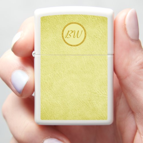 Pale Yellow Faux Leather Zippo Lighter