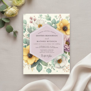 Pale Yellow Floral Enchantment Wedding Invitation