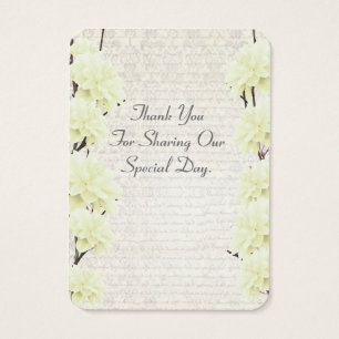 Pale yellow floral wedding favor thank you tag