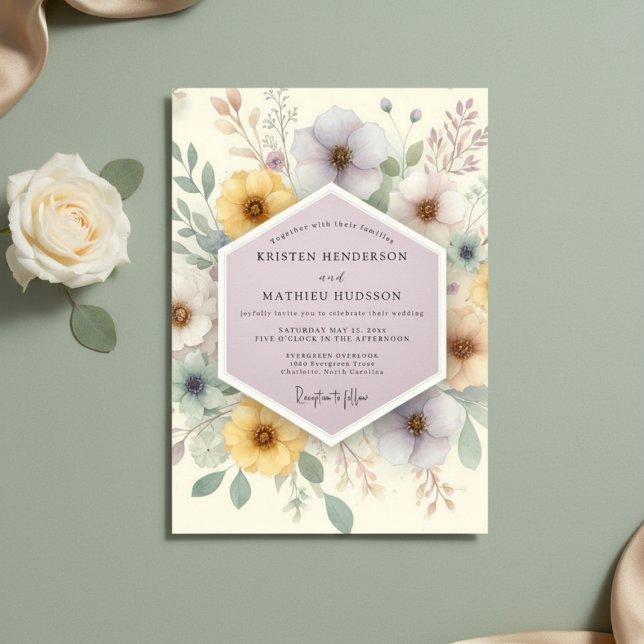 Pale Yellow Floral Wedding Invitation (Creator Uploaded)