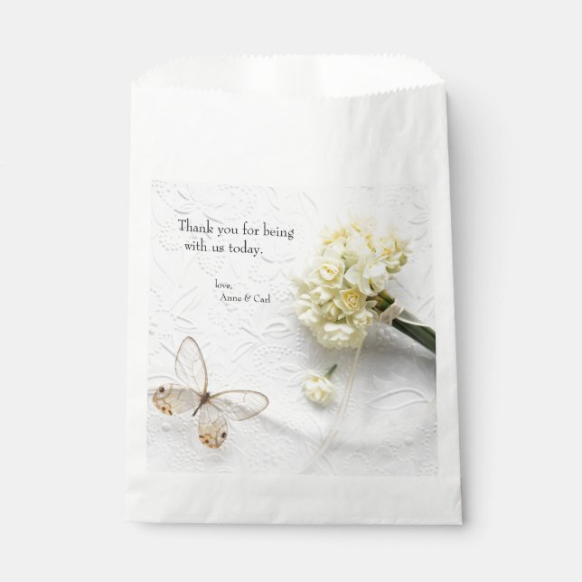 Pale yellow flowers with butterfly favor bag (Front)