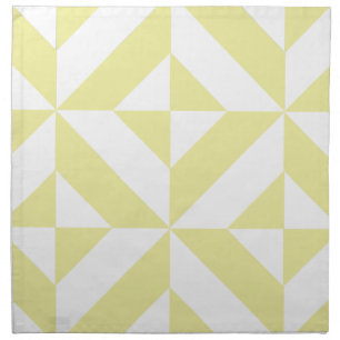 Pale Yellow Geometric Deco Cube Pattern Cloth Napkin