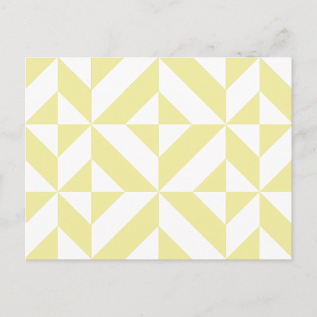 Pale Yellow Geometric Deco Cube Pattern Postcard (Front)