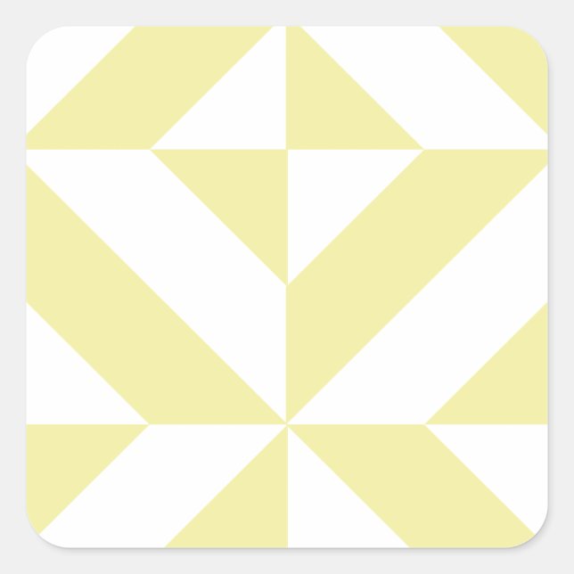 Pale Yellow Geometric Deco Cube Pattern Square Sticker (Front)
