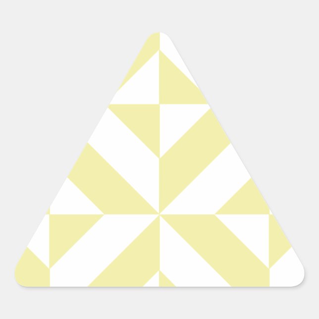 Pale Yellow Geometric Deco Cube Pattern Triangle Sticker (Front)