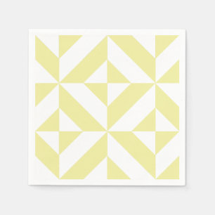 Pale Yellow Geometric Deco Pattern Napkins