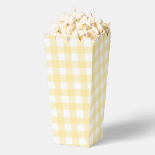 Pale Yellow Gingham Plaid Party Favor Popcorn Box